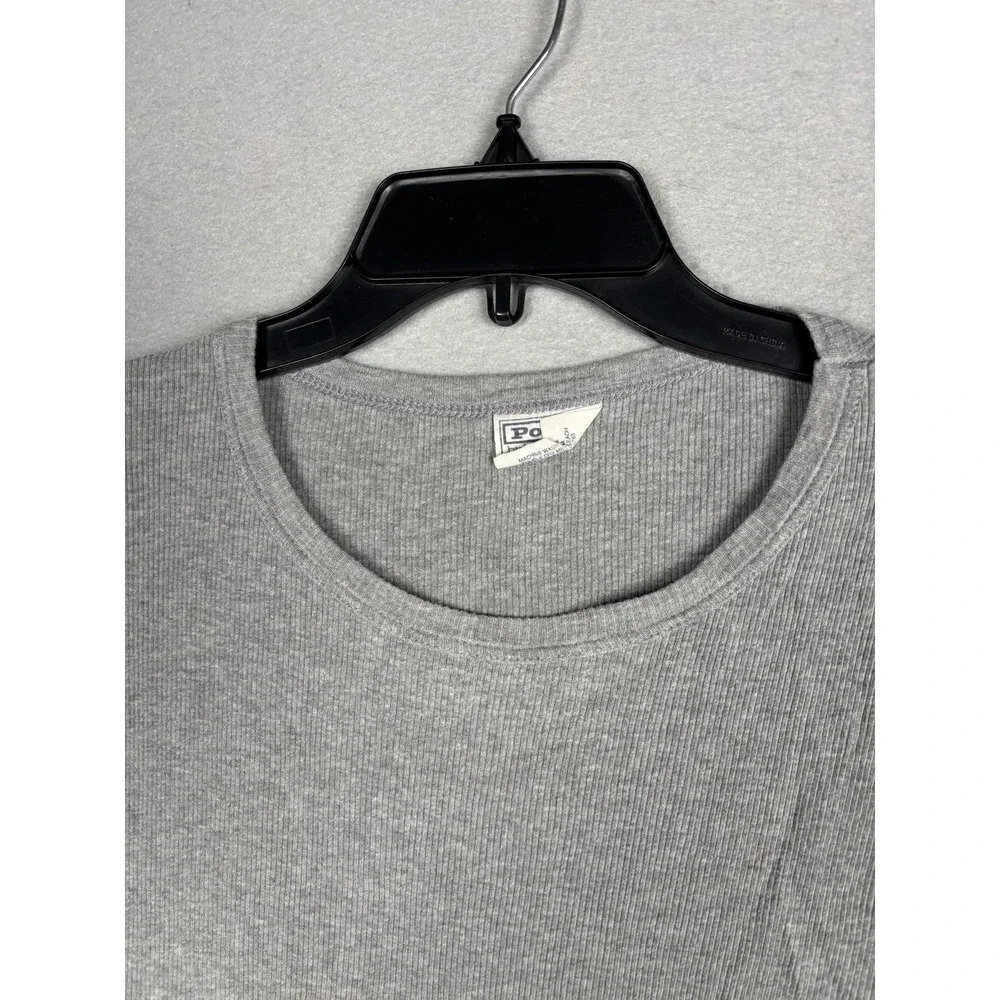 Vintage Polo Ralph Lauren Shirt‎ Mens Large Gray Ribbed Crewneck Cotton Knit Tee